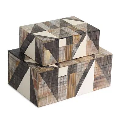 GAURI KOHLI Amalfi Decorative Boxes, Set of 2, Red/Coppr