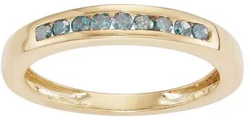 HDI 10k Gold Over Silver 1/4 Carat T.W. Diamond Blue Diamond Channel Band, Women's, Size: 9, Yellow