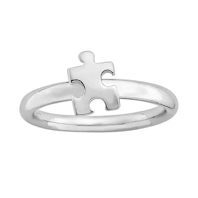 Stacks & Stones Stacks and Stones Sterling Silver Puzzle Piece Stack Ring, Women's, Size: 5, Grey