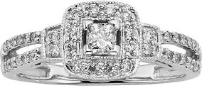 The Regal Collection Princess-Cut IGL Certified Diamond Frame Engagement Ring in 10k White Gold (1/2 ct. T.W.), Women's, Size: 7