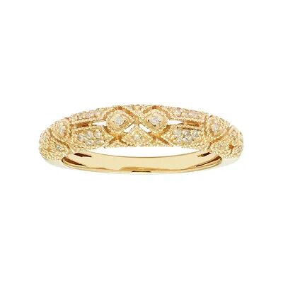 The Regal Collection 14k Gold 1/6 Carat T.W. IGL Certified Diamond Art Deco Wedding Ring, Women's, Size: 8, White