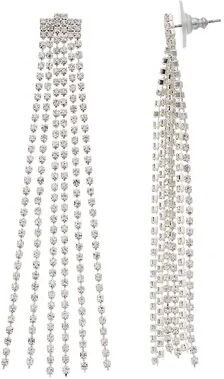 Vieste Simulated Crystal Nickel Free Fringe Drop Earrings, Women's, Silver