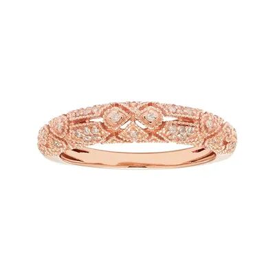 The Regal Collection 14k Gold 1/6 Carat T.W. IGL Certified Diamond Art Deco Wedding Ring, Women's, White