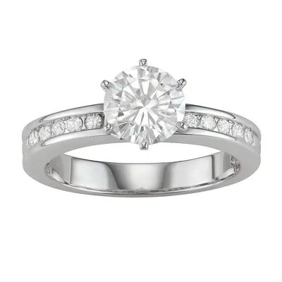 Kohl's 14K White Gold 1 3/4 Carat T.W. Lab-Created Moissanite Engagement Ring with Channel Sides, Women's, Size: 7