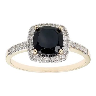 Unbranded Onyx 10K Gold & 1/5 Carat T.W. Diamond Frame Ring, Women's, Size: 6, Black
