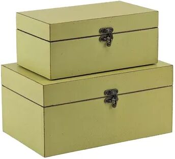 Cheungs Cheung's Home Indoor Decorative Storage Boxes, Green Finished - Set of 2