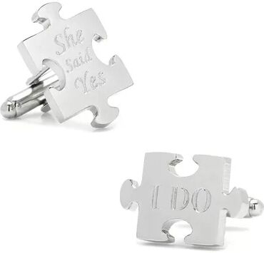 Cuff Links, Inc. Men's Cuff Links, Inc. Wedding Puzzle Pieces Cufflinks Pair, Silver