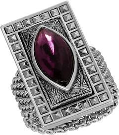 1928 Silver Tone Crystal Art Deco-Inspired Stretch Ring, Women's, Purple