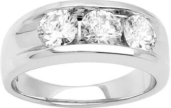 Unbranded Men's Sterling Silver Lab-Created Moissanite Three-Stone Ring, Size: 11, White