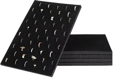 Juvale 5 Pack Black Foam Ring Insert Display Trays, 100-Slot Velvet Holder Inserts for Selling Jewelry (9 x 13 In), Women's, Grey