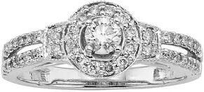 The Regal Collection Round-Cut IGL Certified Diamond Frame Engagement Ring in 10k White Gold (1/2 ct. T.W.), Women's, Size: 7