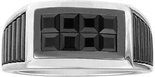 Unbranded Men's Sterling Silver Square Black Sapphire Ring, Size: 11