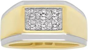 Unbranded Men's Two Tone Sterling Silver Cubic Zirconia Double Row Ring, Size: 11, White