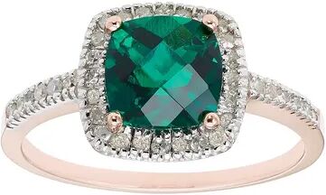 Unbranded Lab-Created Emerald 10K Gold & 1/5 Carat T.W. Diamond Frame Ring, Women's, Size: 7, Green