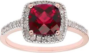 Unbranded Lab-Created Ruby 10K Gold & 1/5 Carat T.W. Diamond Frame Ring, Women's, Size: 6, Red