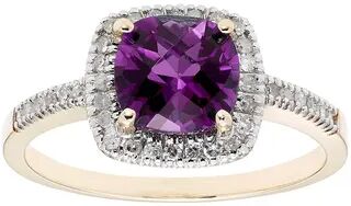 Unbranded 10K Gold & 1/5 Carat T.W. Diamond Amethyst Ring, Women's, Size: 8, Purple