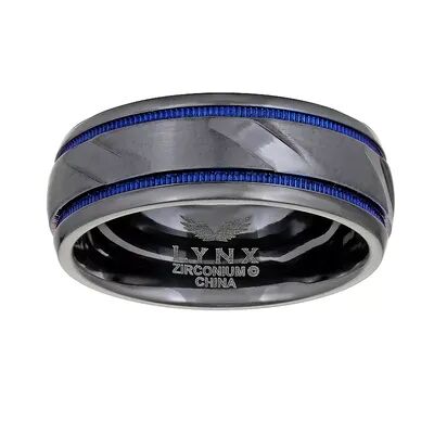 Lynx Black Zirconium Band Ring, Men's, Size: 11, Silver