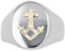 Kristen Kesho 14k Gold Diamond Cut Anchor on Stainless Steel Ring, Men's, Size: 11, Silver