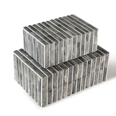 GAURI KOHLI Benares Decorative Boxes, Set of 2, Grey