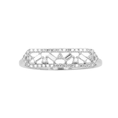 Ava Blue 14k White Gold 1/5 Carat T.W. Diamond Art Deco Ring, Women's, Size: 8