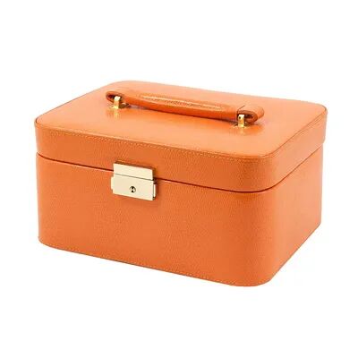 Bey-Berk Lizard Leather Jewelry Box, Valet and Travel Case Set, Women's, Orange