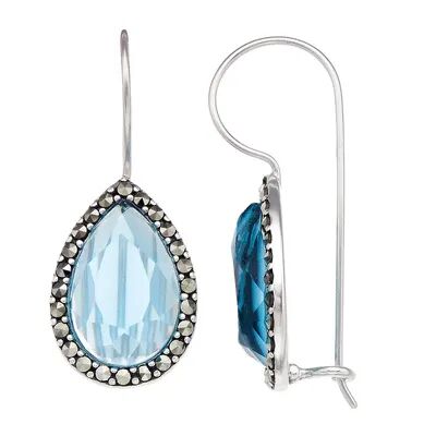 Tori Hill Marcasite & Blue Glass Teardrop Earrings, Women's