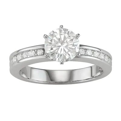 Kohl's 14K White Gold 1 3/4 Carat T.W. Lab-Created Moissanite Engagement Ring with Channel Sides, Women's, Size: 8