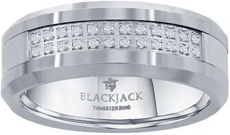 Unbranded Men's Double Row Cubic Zirconia Tungsten Carbide Ring, Size: 11, Silver