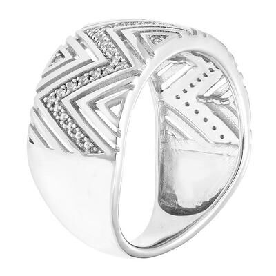 Unbranded Sterling Silver 1/8 Carat T.W. Diamond Art Deco Wave Ring, Women's, White