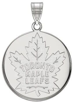 LogoArt Toronto Maple Leafs 14k Gold Large Disc Pendant, Women's, Size: 21 mm, Grey