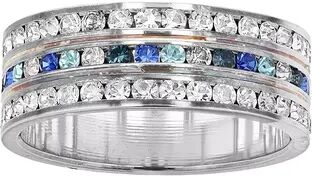 Traditions Jewelry Company Colorful Crystal Accent Three Row Channel Set Ring, Women's, Size: 7, Blue