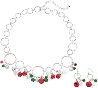 Celebrate Together Celebrate Togehter Christmas Looped Bell Nickel Free Necklace & Earrings, Women's, Multi