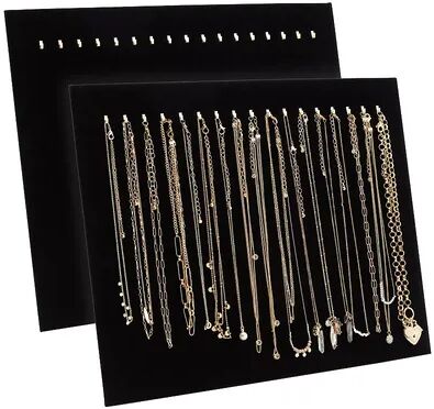 Bright Creations 2 Pack Jewelry Display Boards with Hooks, Black Velvet Boutique Necklace Stands for Pop Up Shop (14.6 x 11.9 x 4.5 In), Women's, Grey