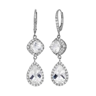 Designs by Gioelli Lab-Created White Sapphire Sterling Silver Linear Drop Earrings, Women's