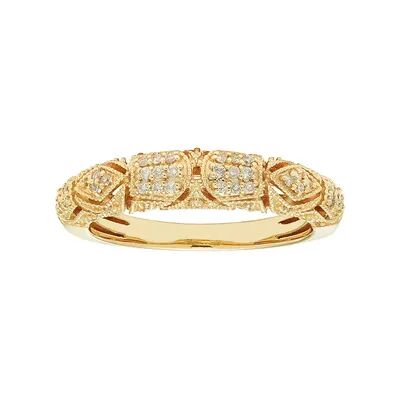 The Regal Collection 14k Gold 1/5 Carat T.W. IGL Certified Diamond Art Deco Wedding Ring, Women's, Size: 6, White