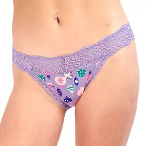 SO Cotton & Lace String Bikini Panty, Girl's, Size: XL, Med Purple