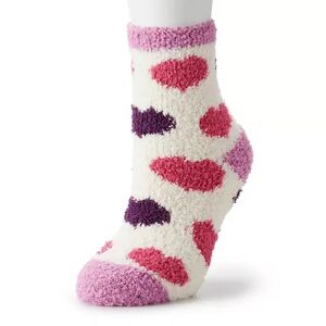 Unbranded Cozy Heart Crew Socks, Women's, Size: 9-11, White