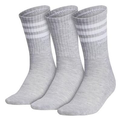 adidas Women's adidas 3-Stripe 3-Pack Crew Socks, Size: 9-11, Light Grey