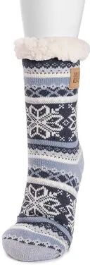 MUK LUKS Women's MUK LUKS Patterned Cabin Slipper Socks, Size: Large-XL, Brt Blue