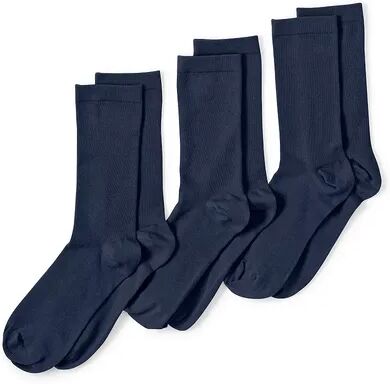 Lands' End Women's Lands' End Seamless Toe Solid Crew Socks 3-Pack, Size: Large-XL, Blue