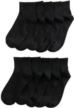 GOLDTOE Women's GOLDTOE Solid Lightweight Ankle Socks 10-Pack, Size: 9-11, Black