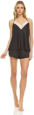 Flora by Flora Nikrooz Women's Flora by Flora Nikrooz Satin Cami & Pajama Shorts Set, Size: Small, Black