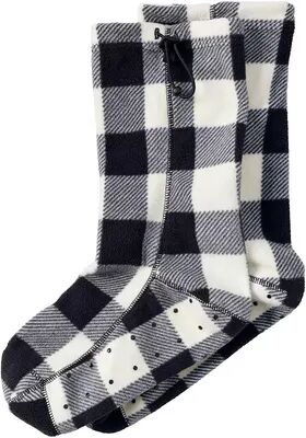 Lands' End Women's Lands' End Fleece Slipper Socks, Size: Large-XL, Black