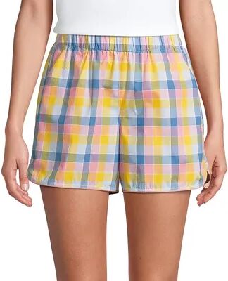 Lands' End Petite Lands' End Women's Poplin Pajama Shorts, Size: Medium Petite, Multi Check