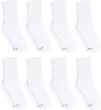 Hanes Women's Hanes Ultimate Cool Comfort 8-Pack Cushioned Crew Socks HWUCC8, Size: 9-11, White