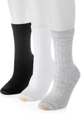 GOLDTOE Women's GOLDTOE 3-pk. Ultra Soft & Cozy Ribbed Crew Socks, Size: 6-9, Light Gray