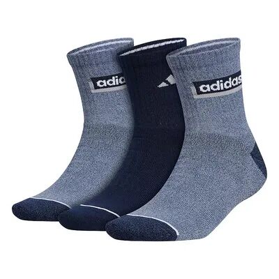 adidas Men's Blocked Linear II 3-Pack Quarter Socks, Size: 6-12, Dark Blue
