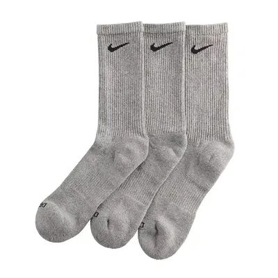 Nike Big & Tall Nike Everyday Plus 3-pack Dri-FIT Cushion Crew Training Socks, Men's, Size: 8-12, Grey