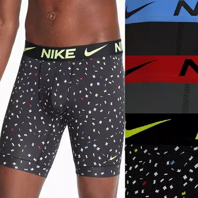 Nike Men's Nike Dri-FIT Essential 3-pack Microfiber Long-Leg Boxer Briefs, Size: XL, Black Print Gray Black