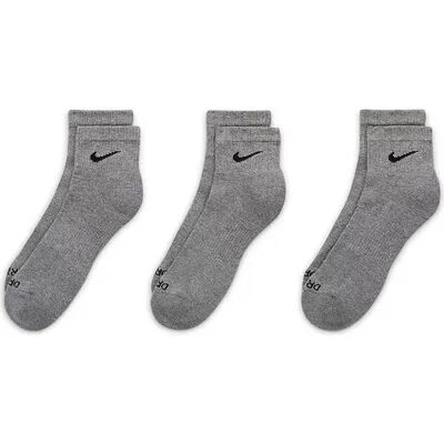 Nike Men's Nike 3-pack Everyday Plus Cushion Ankle Training Socks, Size: 8-12, Grey
